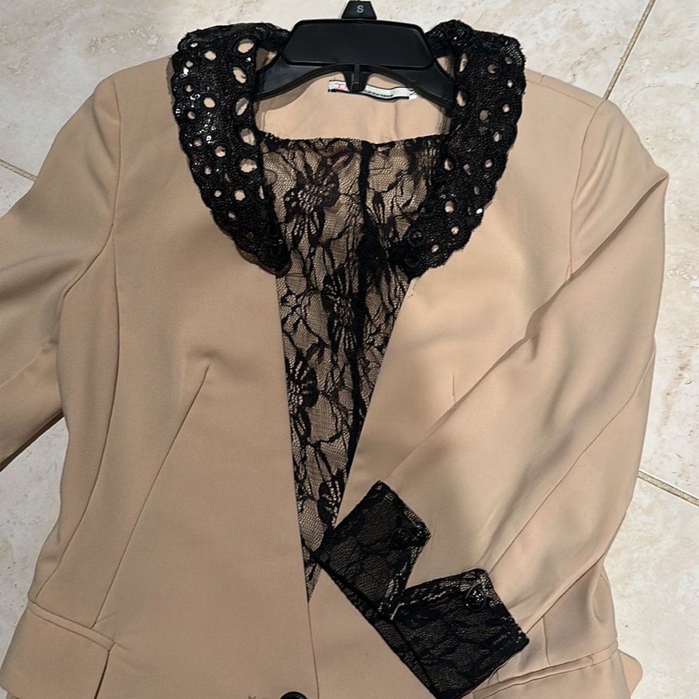 Tan & Black blazer with Sequence